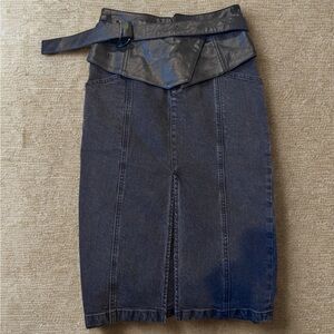 Pinko Black Denim Pencil Skirt